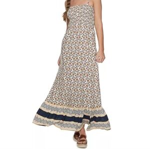 Lily Rose Women's Smock Top‎ Border Print Maxi Dress Size Small